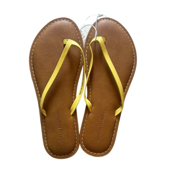 NWT Amazon Essentials Yellow and Brown Sandals Size 5 - Picture 4 of 4